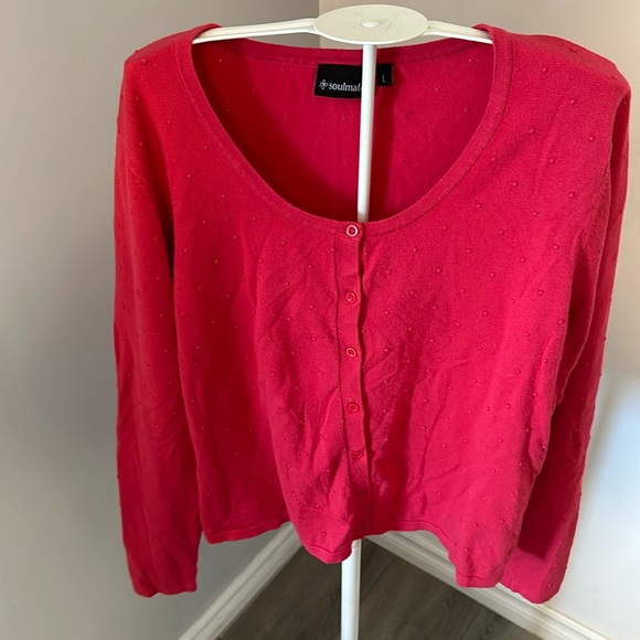 Soulmate pink cardigan sweater size L - Picture 1 of 10